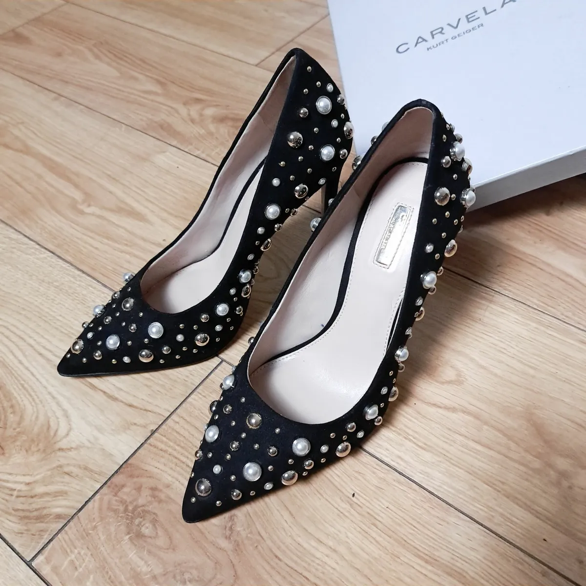 Carvela Kurt Geigor Black Suede Embellished 4UK - Image 1