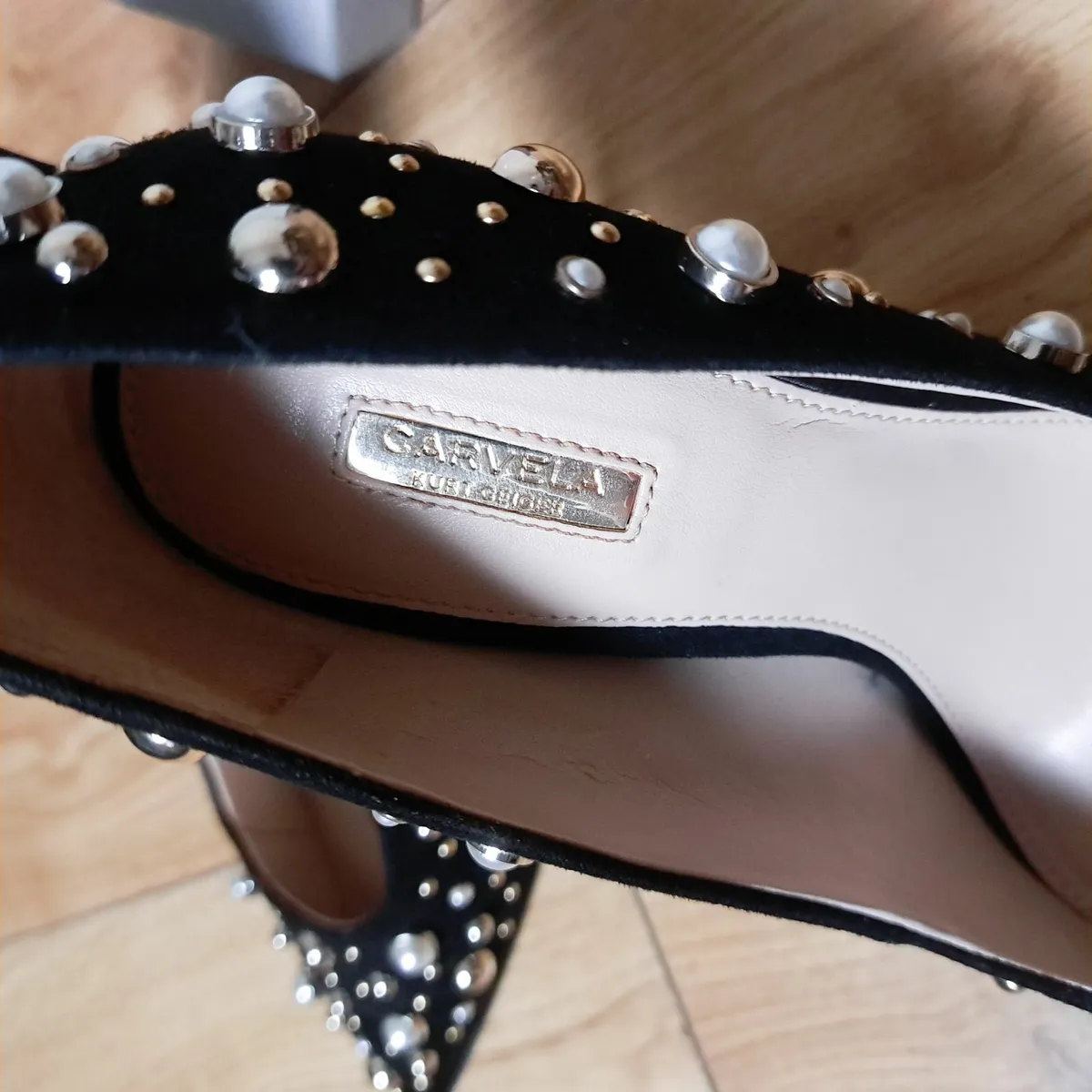Carvela Kurt Geigor Black Suede Embellished 4UK - Image 4