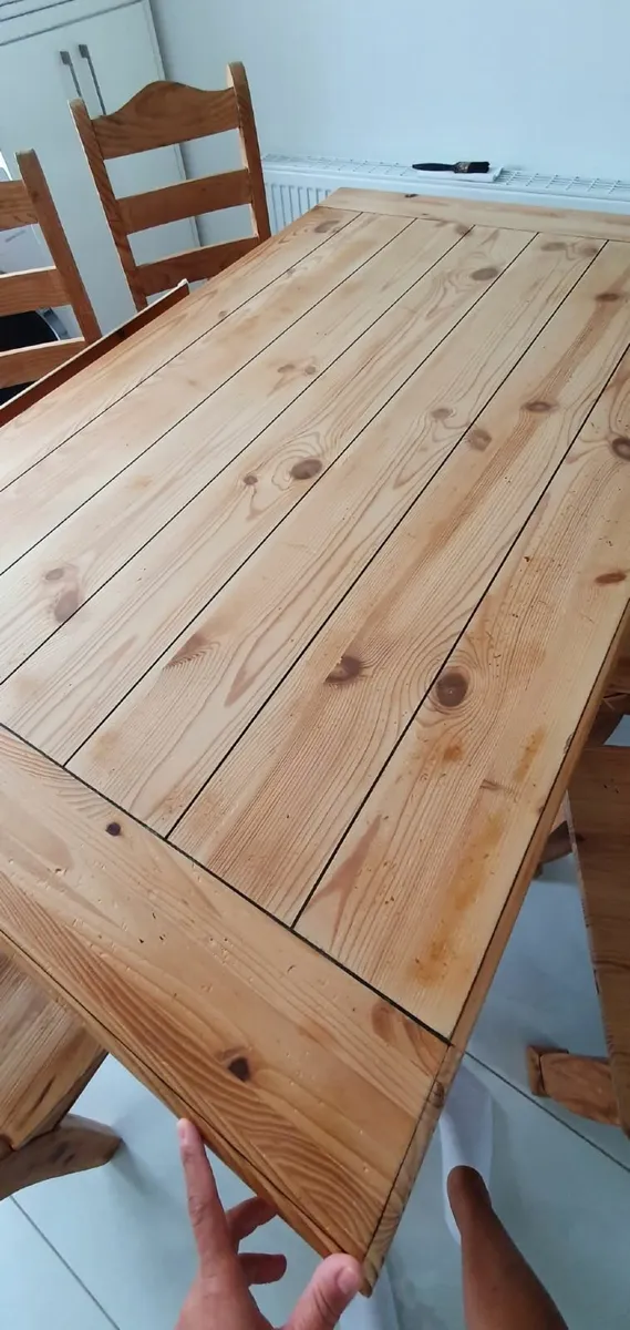 Wooden table and 6 chairs - Image 2