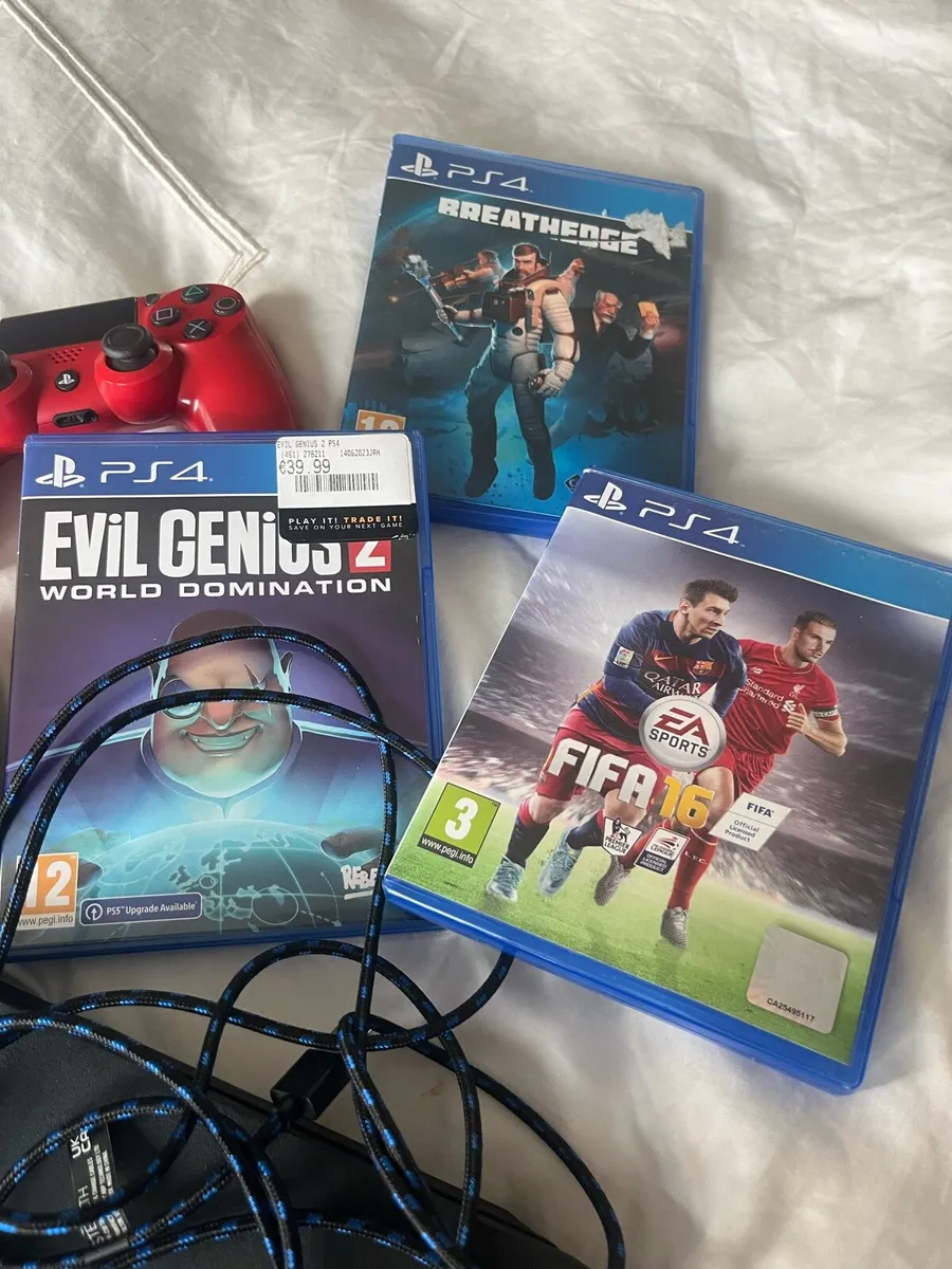 Play Station 4 with controllers and games - Image 2