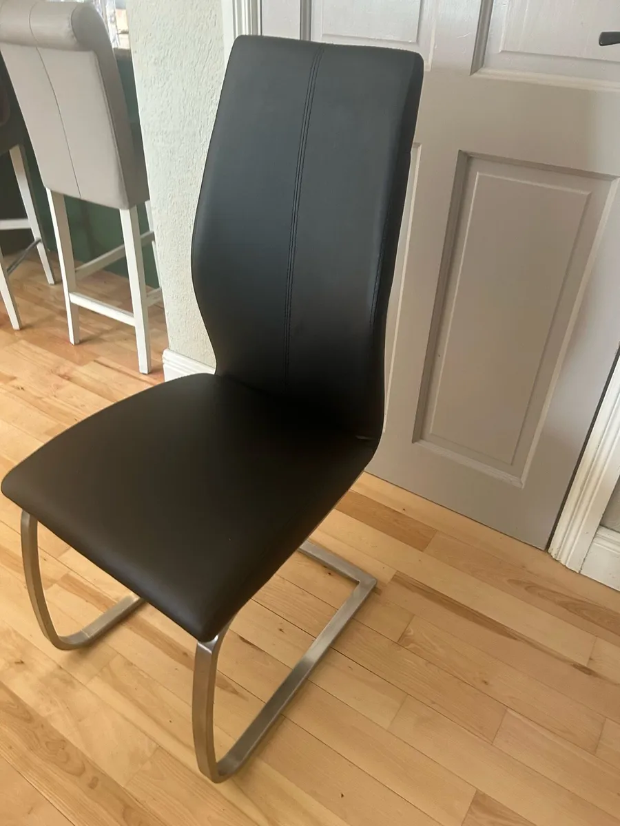 Black  faux leather dining chairs x 4 - Image 2