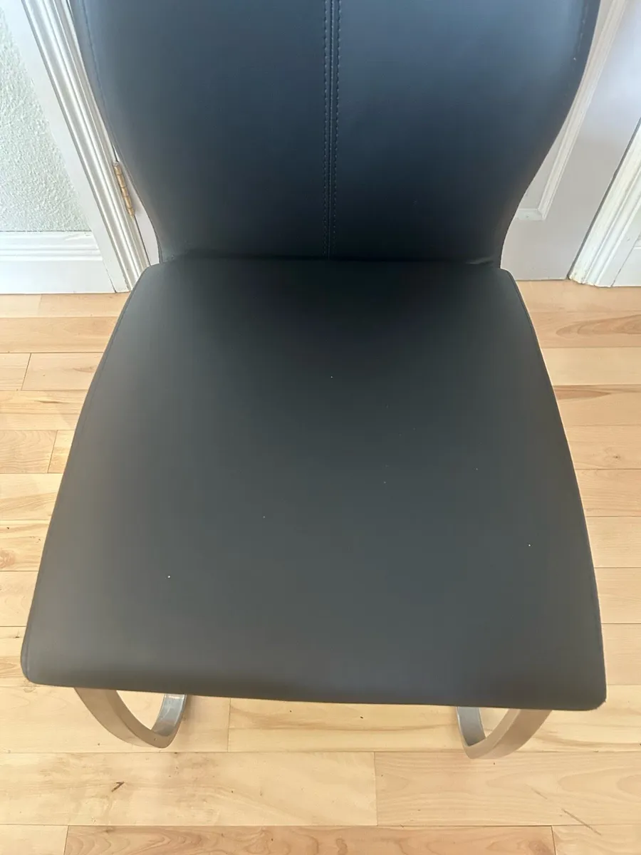 Black  faux leather dining chairs x 4 - Image 4