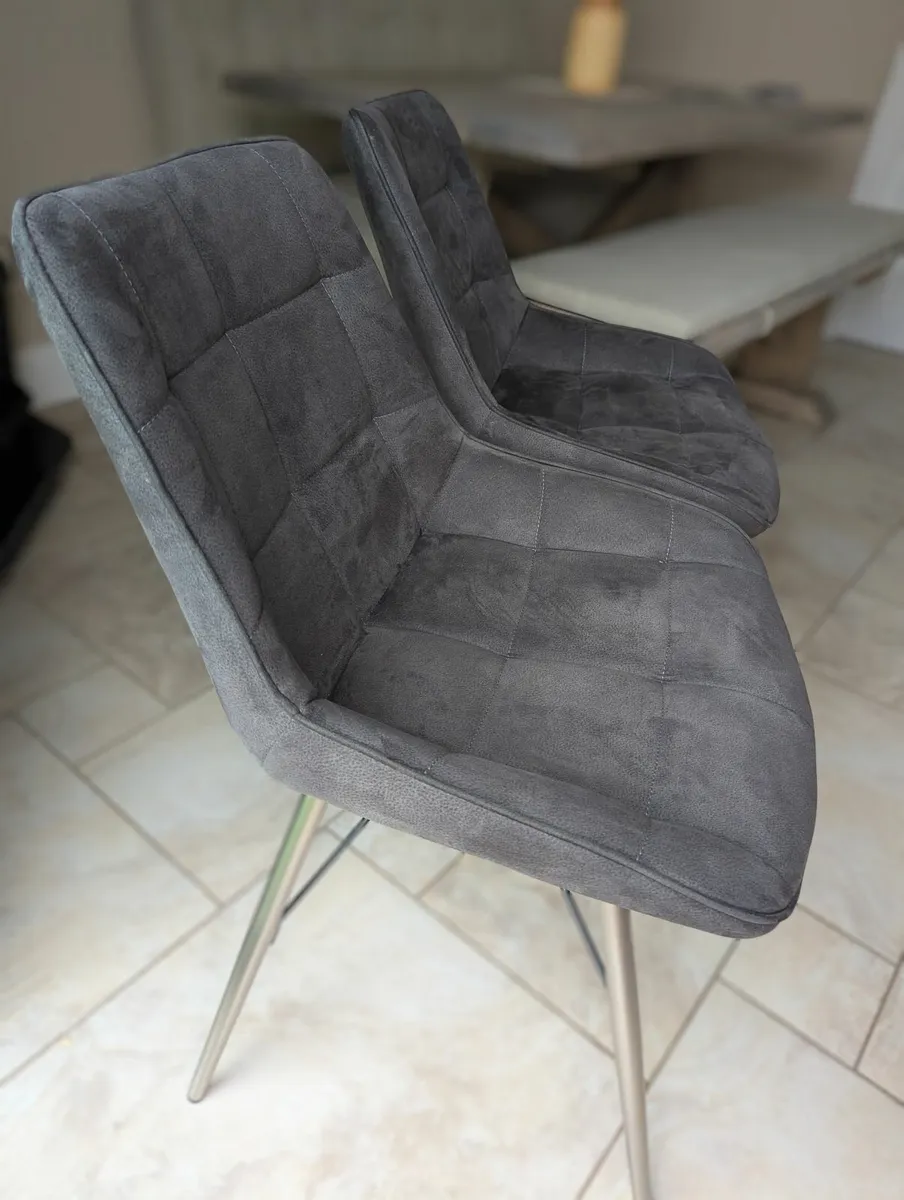 2 Modern Grey Dining Chairs – Excellent Condition - Image 2