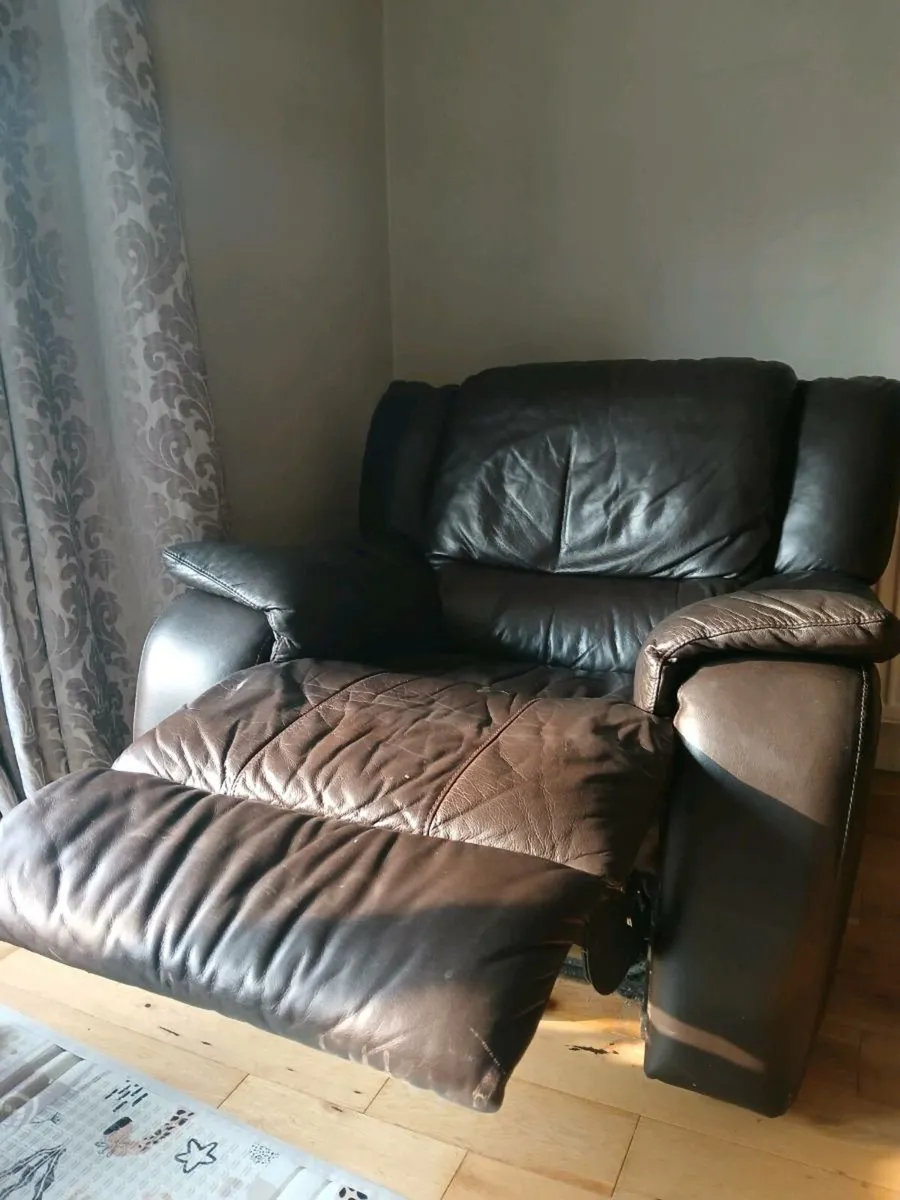 Brown leather recliner chair - Image 2