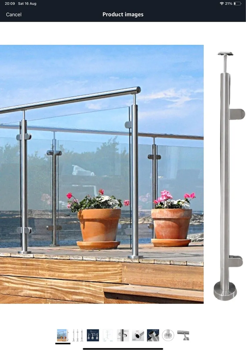 Stainless steel post for glass, balcony stairs etc - Image 1