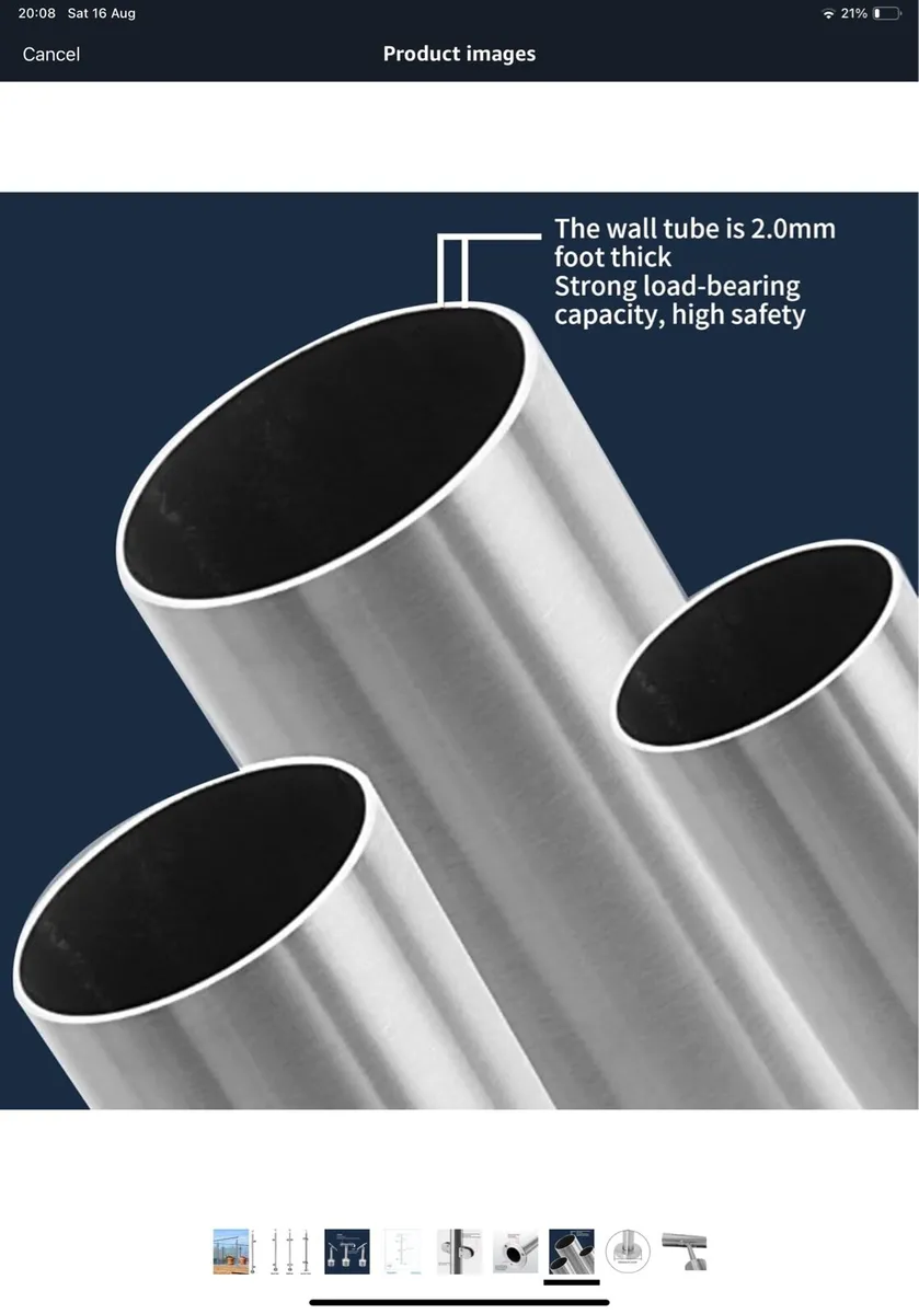 Stainless steel post for glass, balcony stairs etc - Image 4