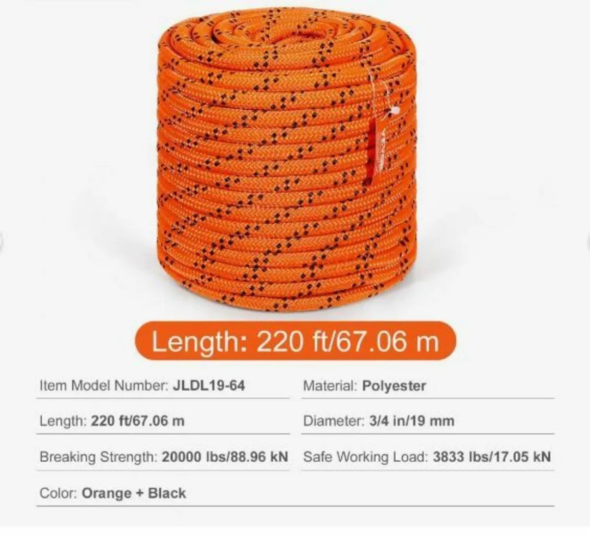 Arborist Tree Climbing Rope Double Braid Polyester - Image 2
