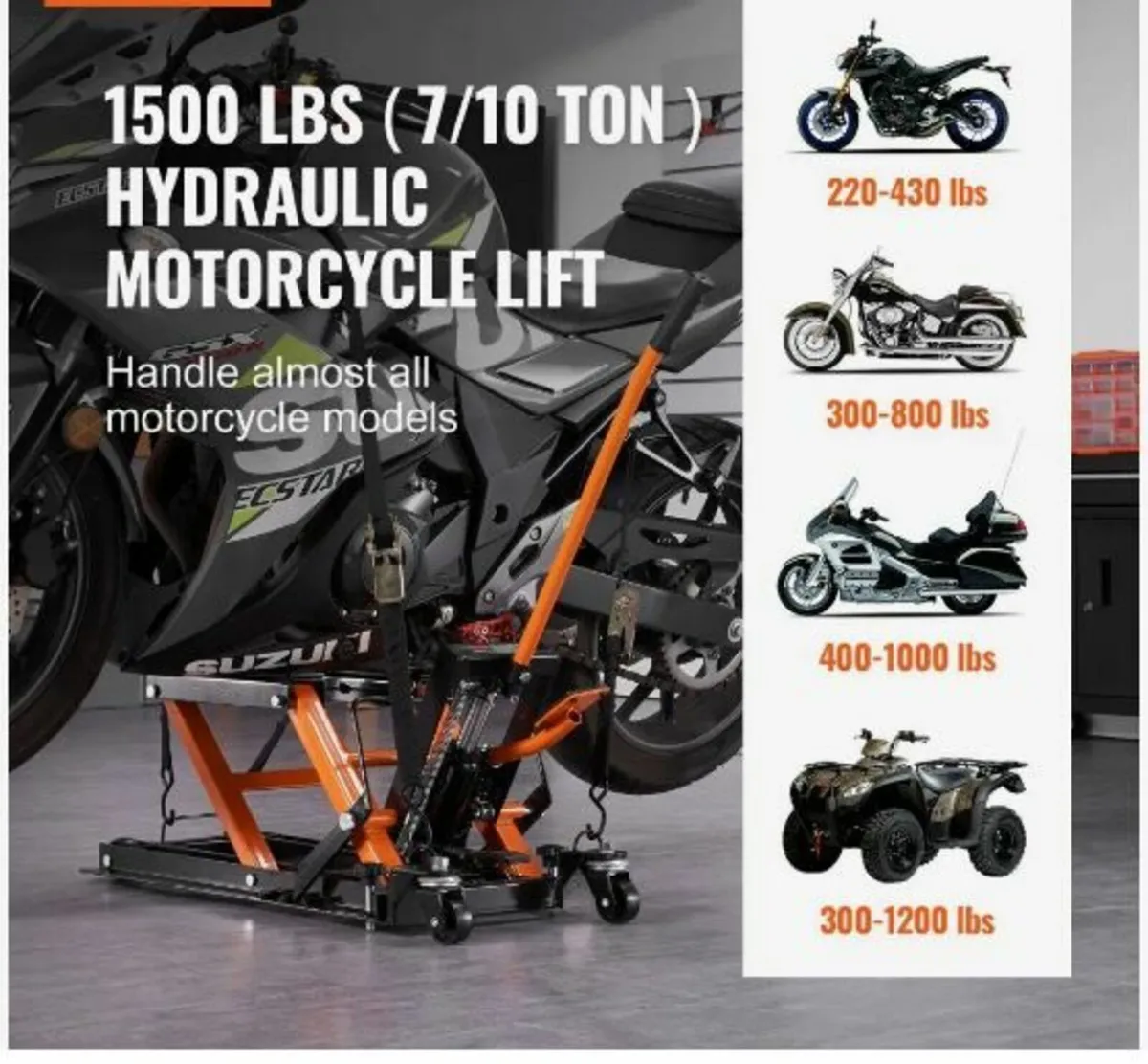 Motorcycle Hydraulic Pump Jack 680.4 kg - Image 3