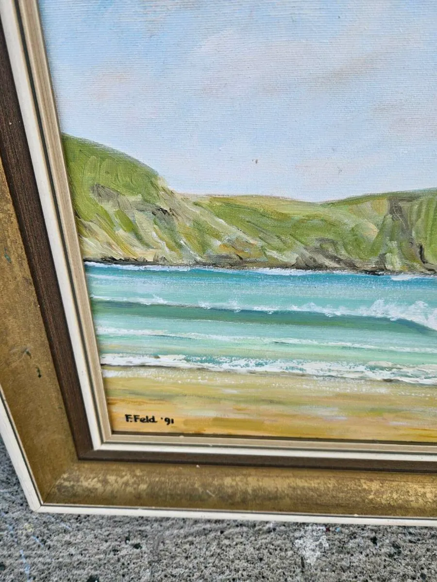 Vintage Picture Oil on Canvas F Field - Image 4