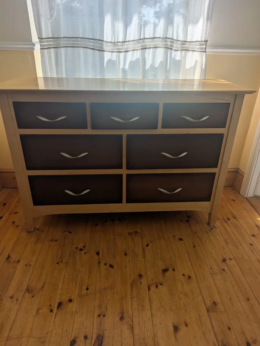 Solid Beech/Walnut Chest of Drawers