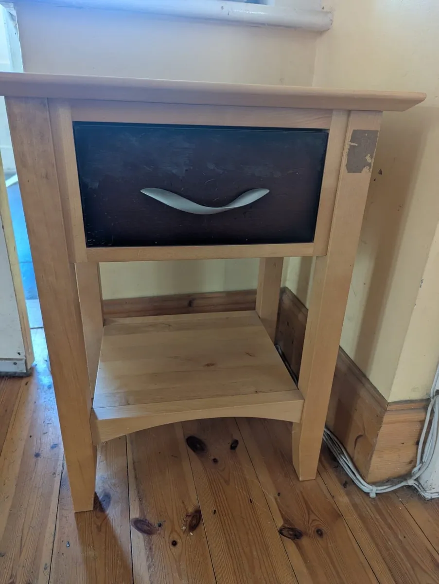 Solid Beech/Walnut Bedside Tables