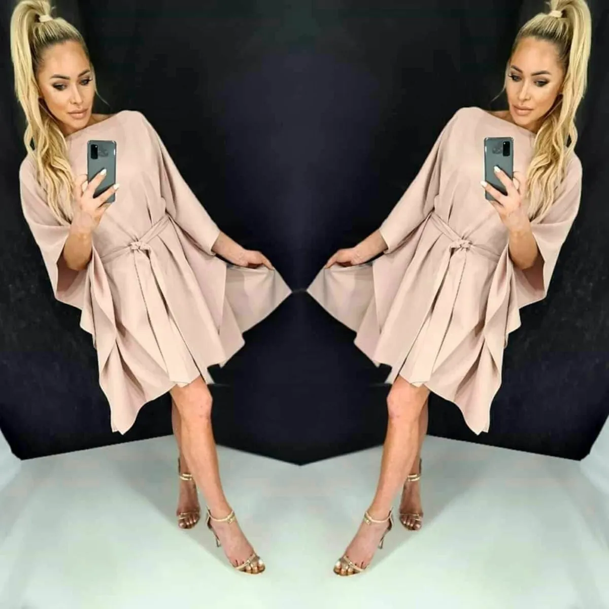 Dress batwings Oversize beige Xs-XL - Image 3