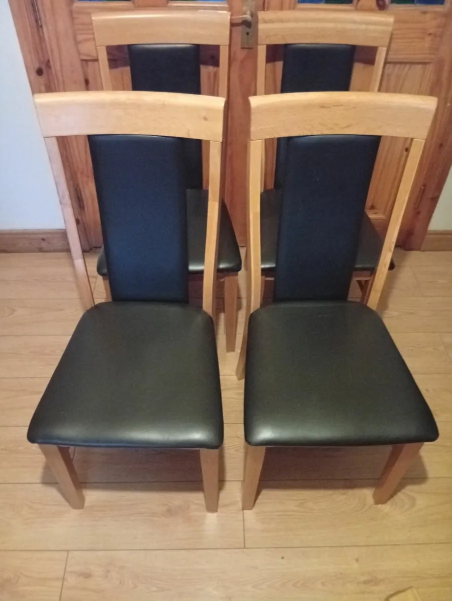 Oak Leather Quality  dining chairs set 6 month - Image 3