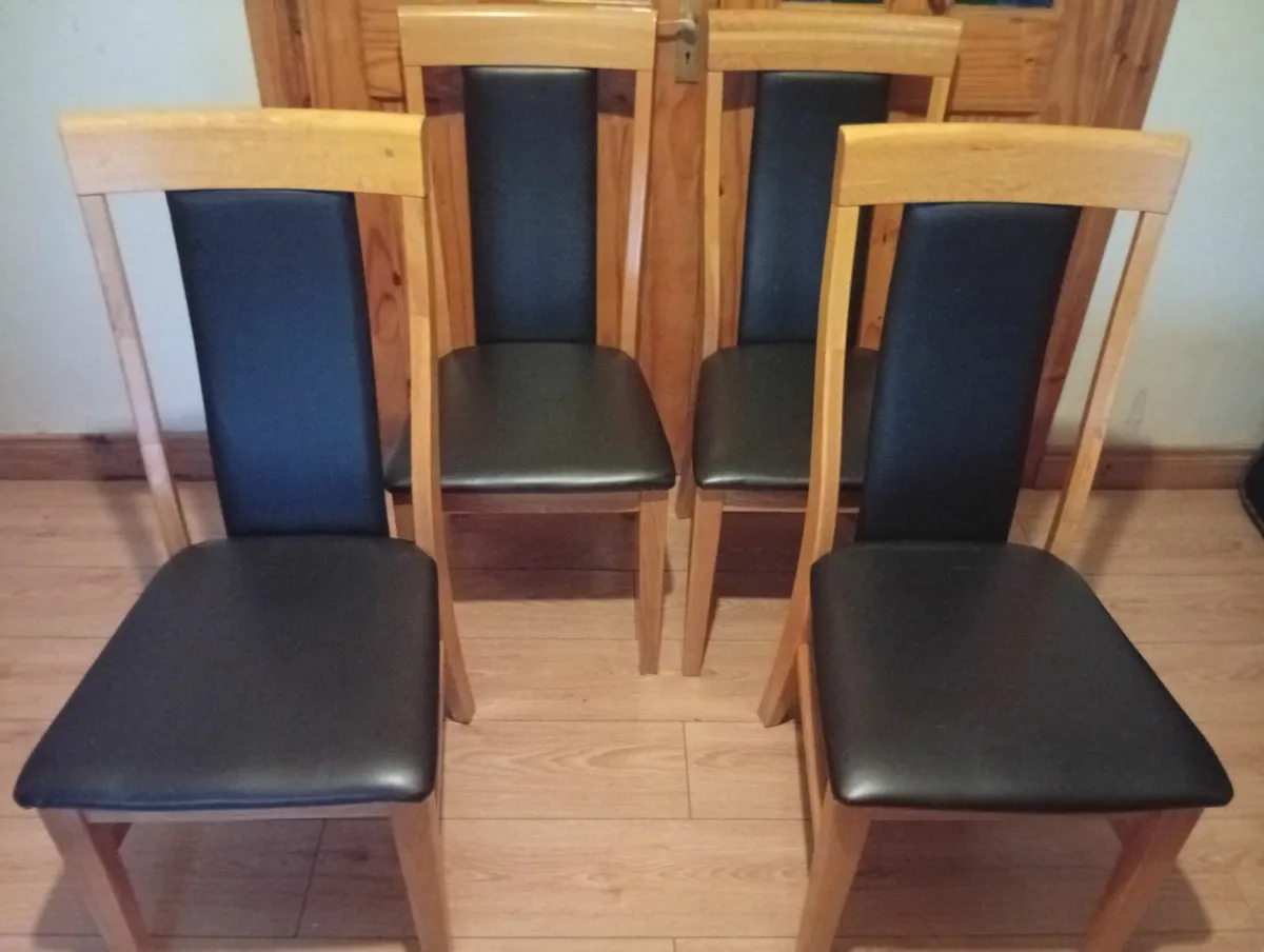 Oak Leather Quality  dining chairs set 6 month - Image 1