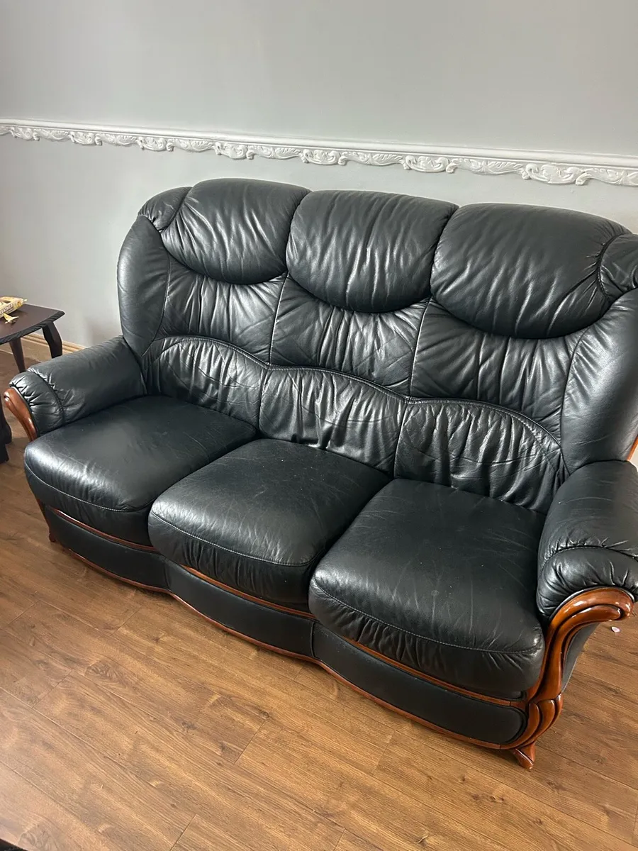 leather couch and armchair - Image 1