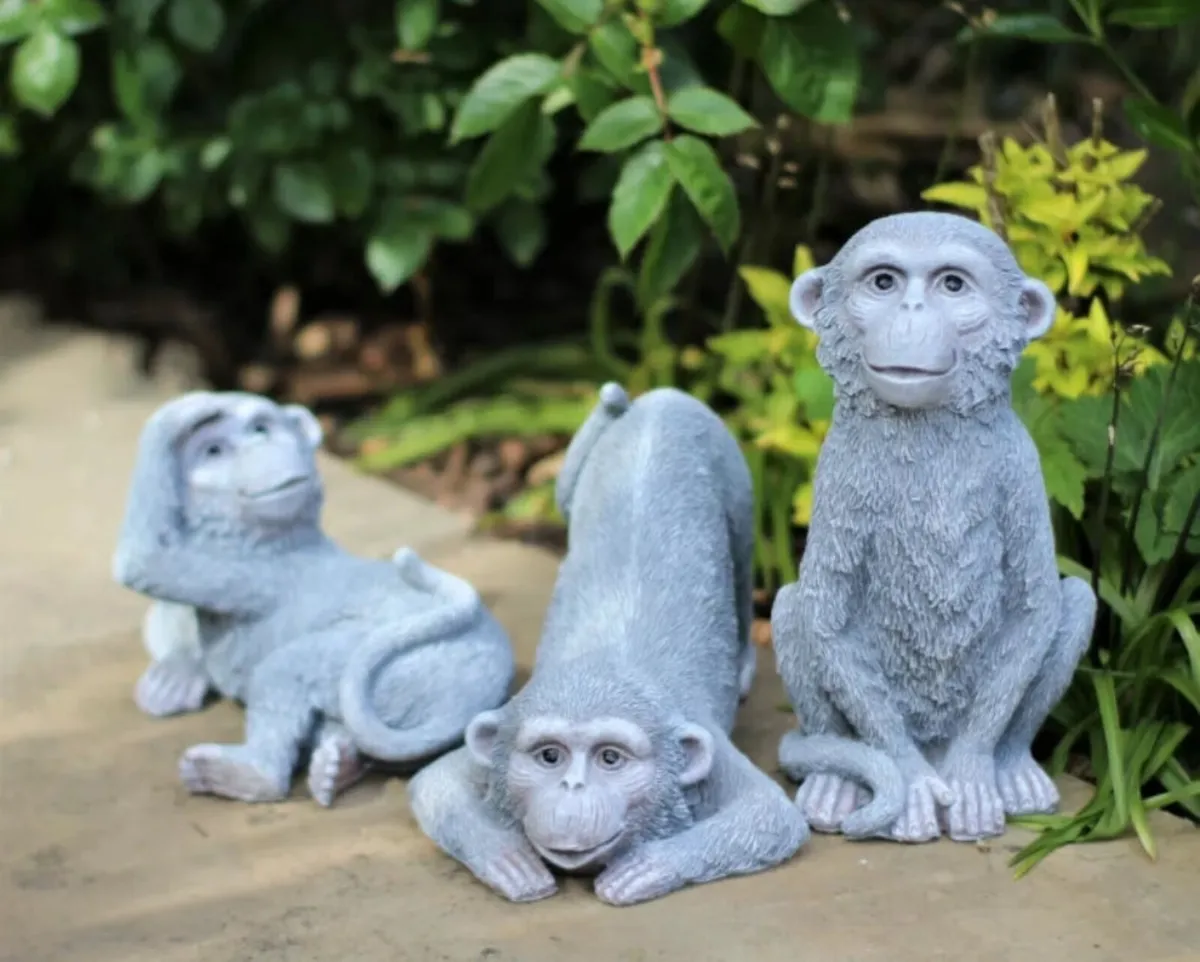 3 x Cheeky Monkeys Garden Ornaments 9.5” NEW - Image 2