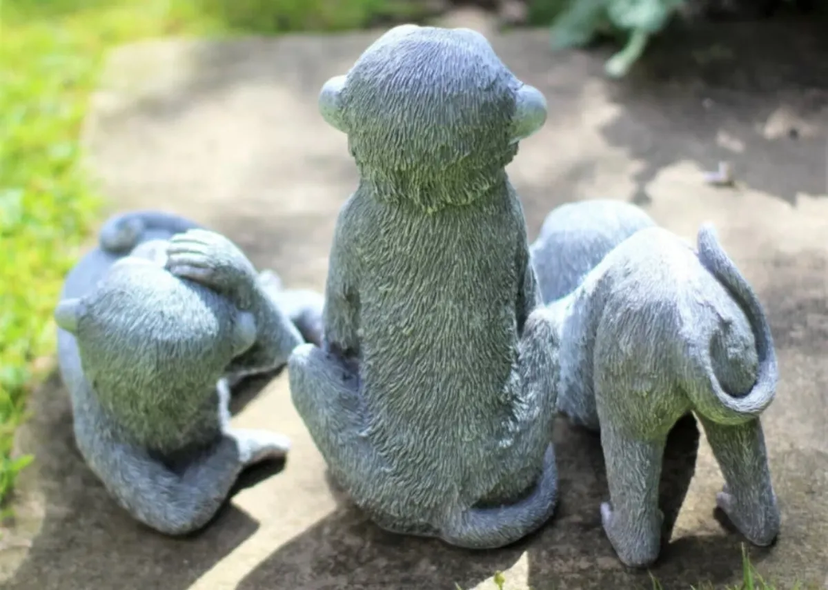 3 x Cheeky Monkeys Garden Ornaments 9.5” NEW - Image 3