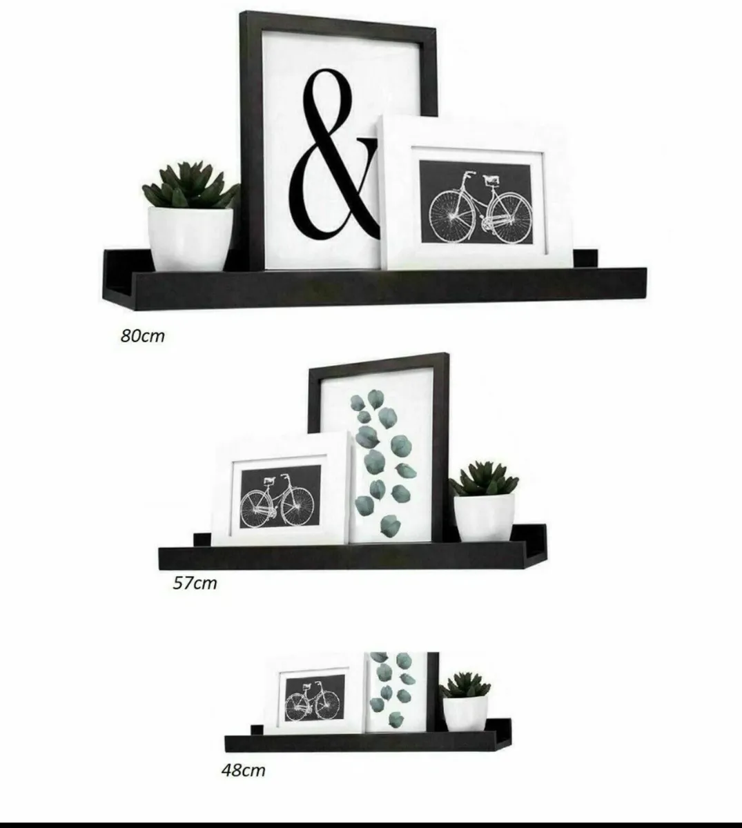 Set of 3 Floating Wall Shelves Picture Ledge NEW - Image 2