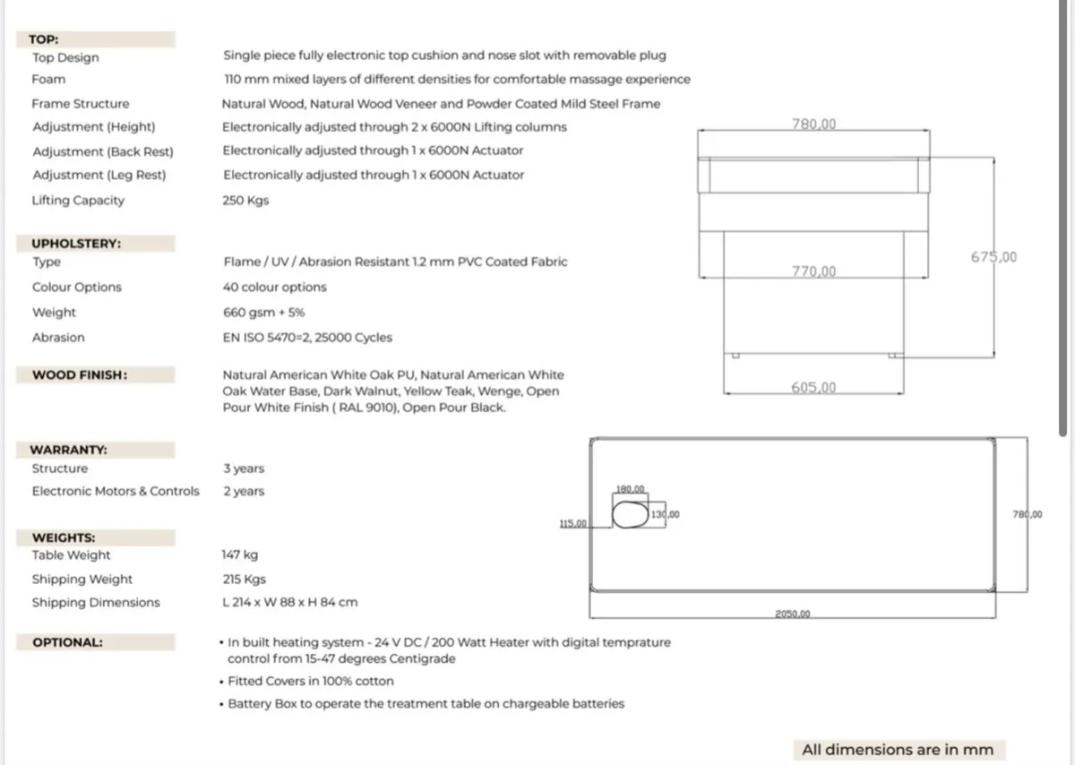 Profesional Massage bed (Fully electric) - Image 2