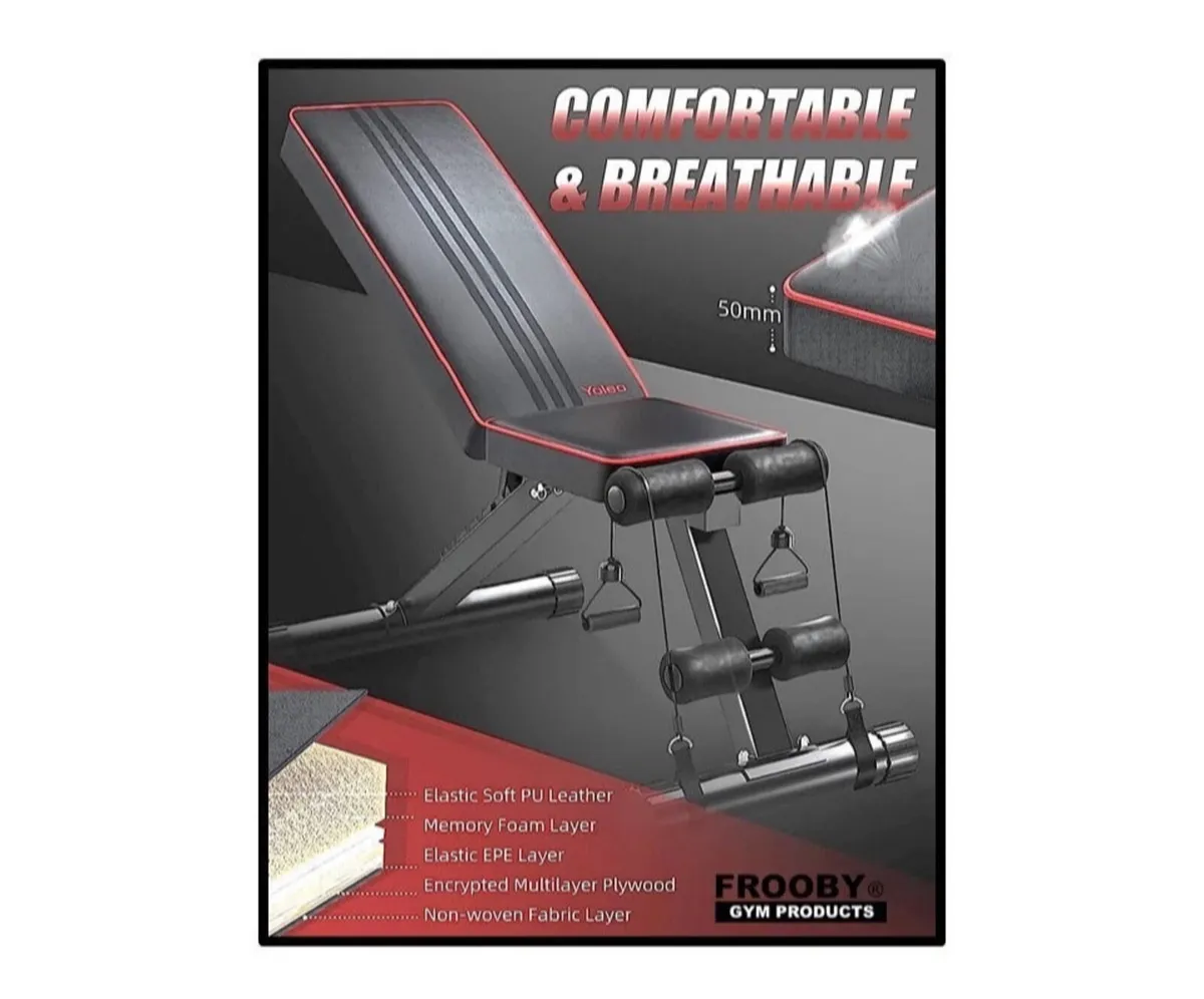 Foldable Adjustable Weight Exercise Bench Home Gym - Image 3
