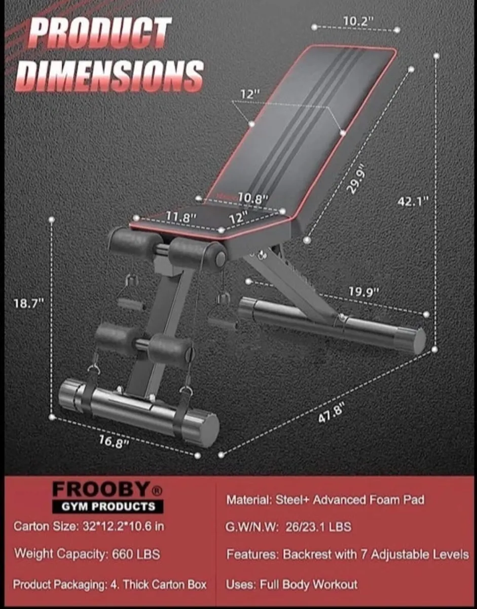 Foldable Adjustable Weight Exercise Bench Home Gym - Image 4