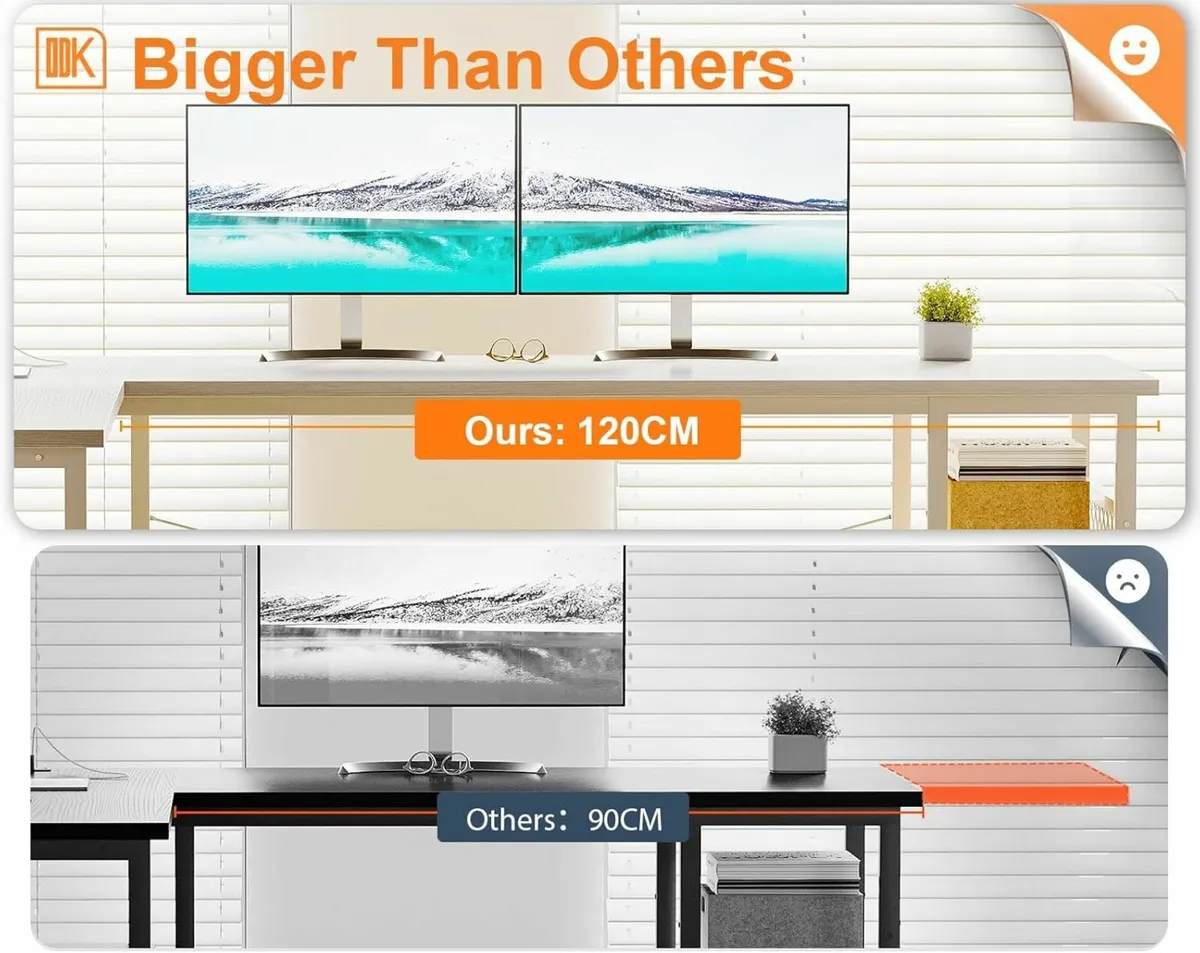 L Shaped Gaming Desk 168x120 cm Reversible Office - Image 3