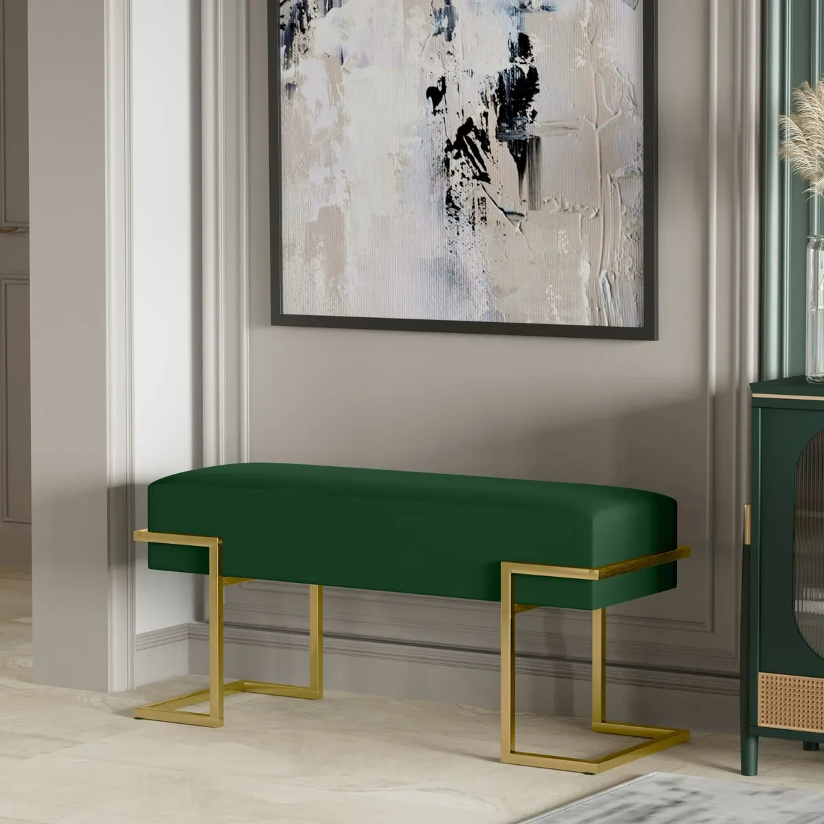 Axon Modern Velvet Benches with Black/Gold/Silver - Image 3