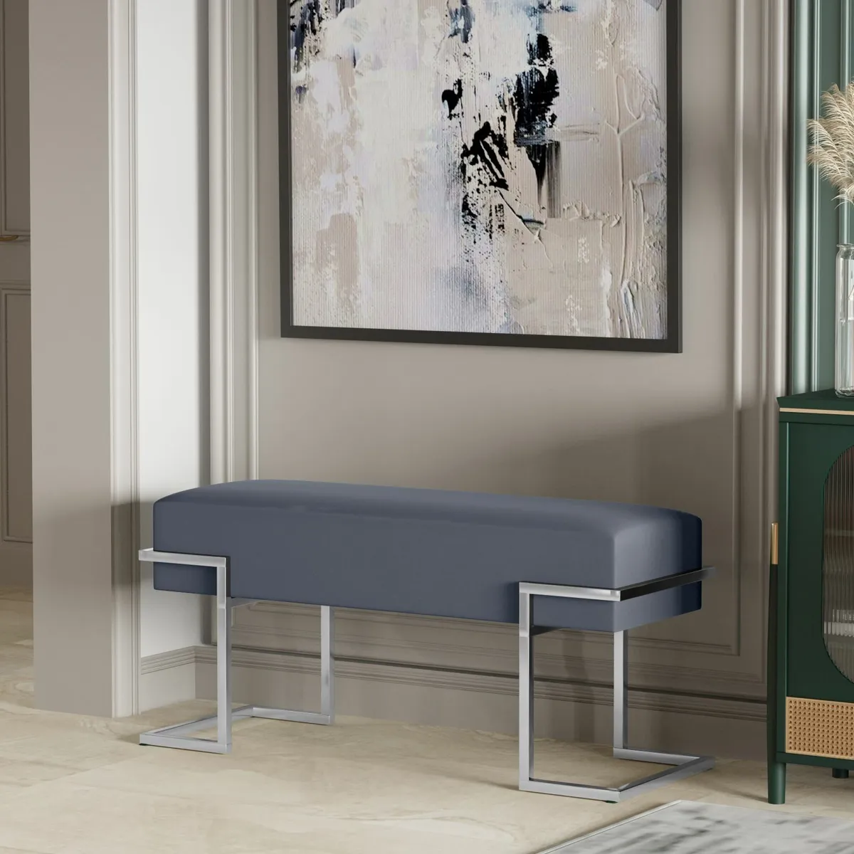 Axon Modern Velvet Benches with Black/Gold/Silver - Image 4