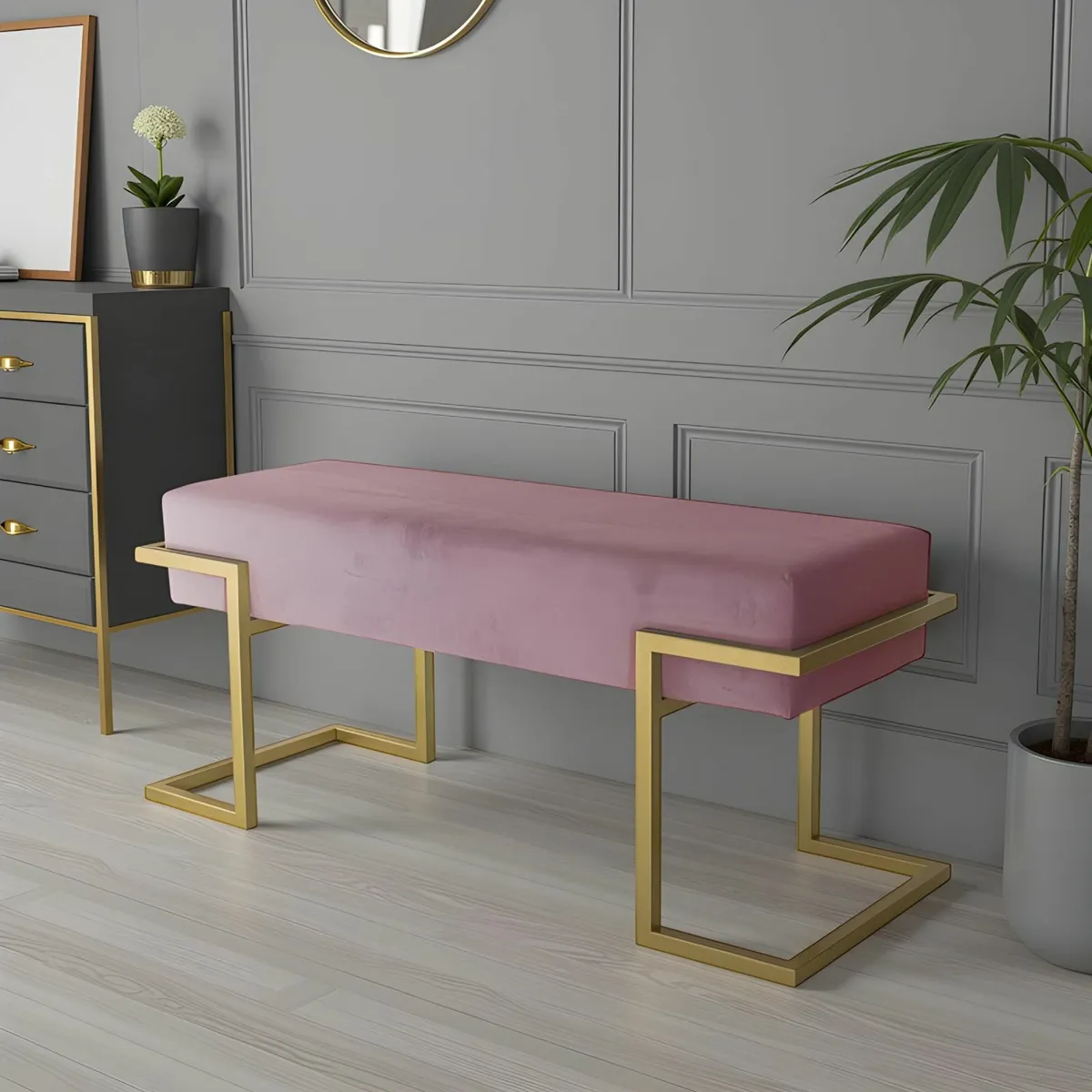 Axon Modern Velvet Benches with Black/Gold/Silver - Image 1