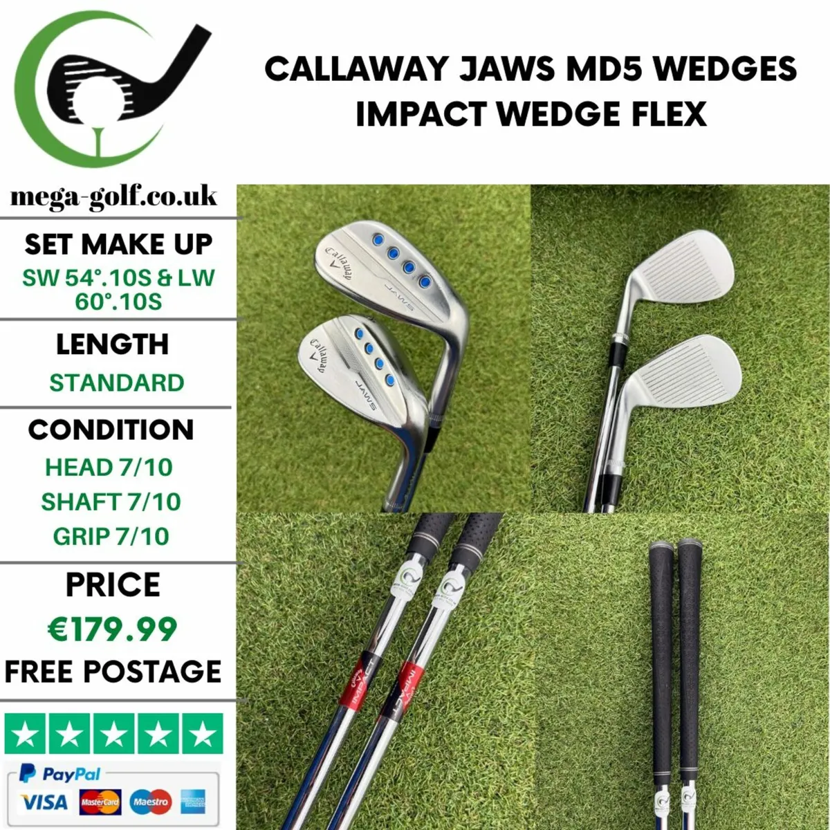 CALLAWAY JAWS MD5 WEDGES SW 54°.10S & LW 60°.10S - Image 1