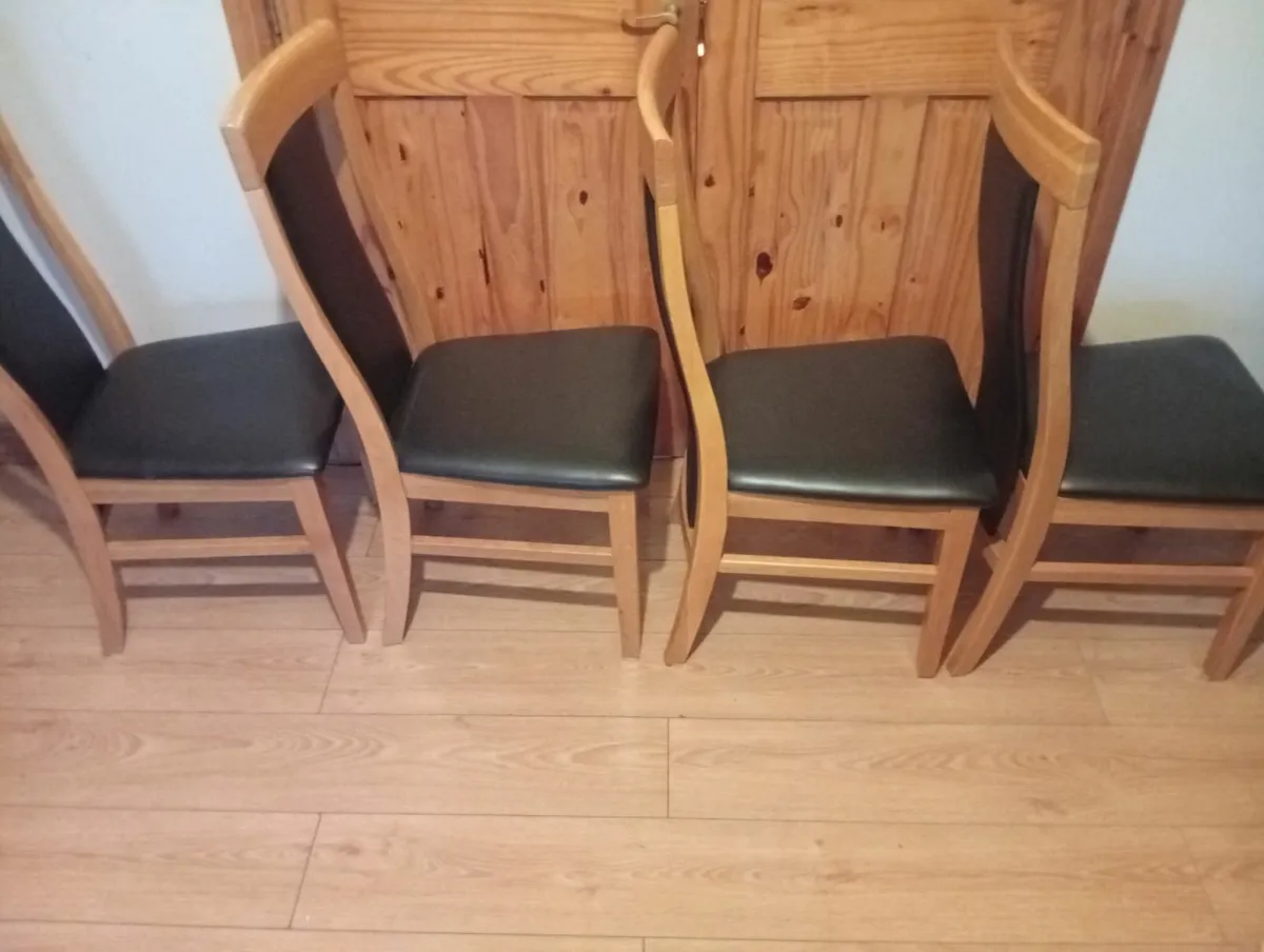 Oak leather Quality Dining chair set 6 months - Image 2