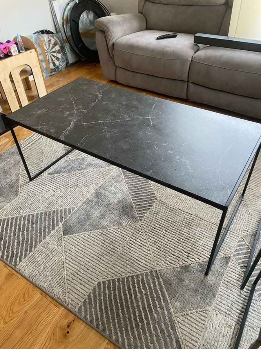 Coffee Tables (3 piece set), Black Marble Effect - Image 2