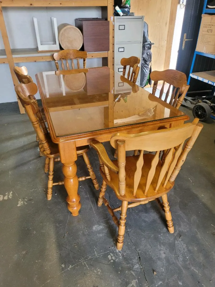 Kitchen Table & Chairs with Glass Top - Image 1