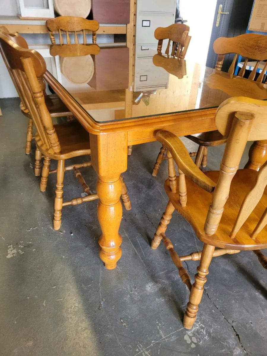 Kitchen Table & Chairs with Glass Top - Image 2