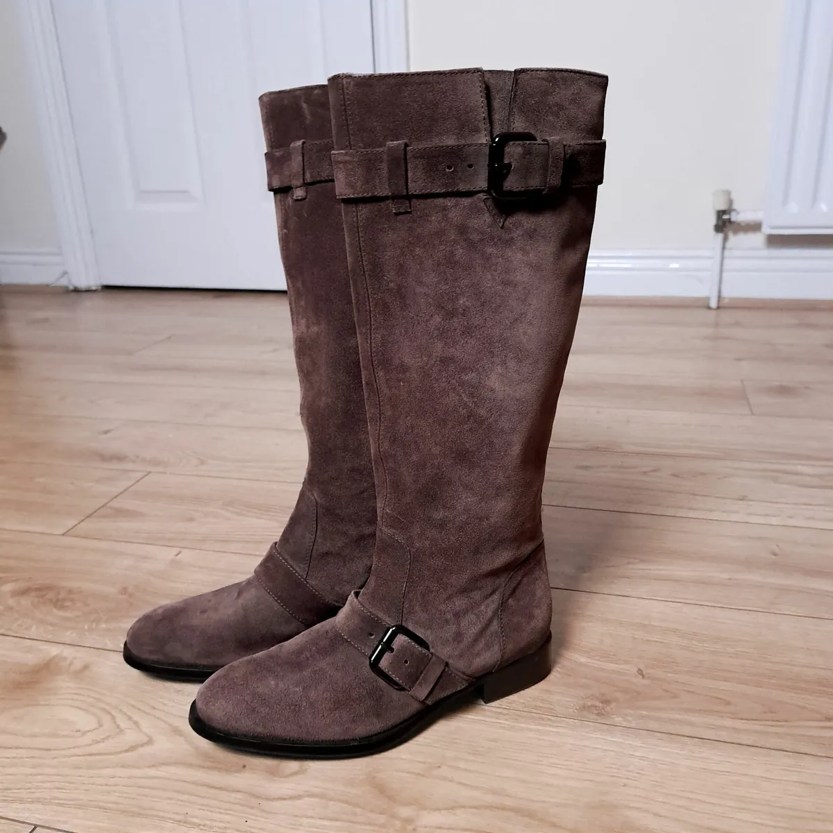 Tods Brown Knee High Suede Buckle Boots Size 36.5 - Image 1