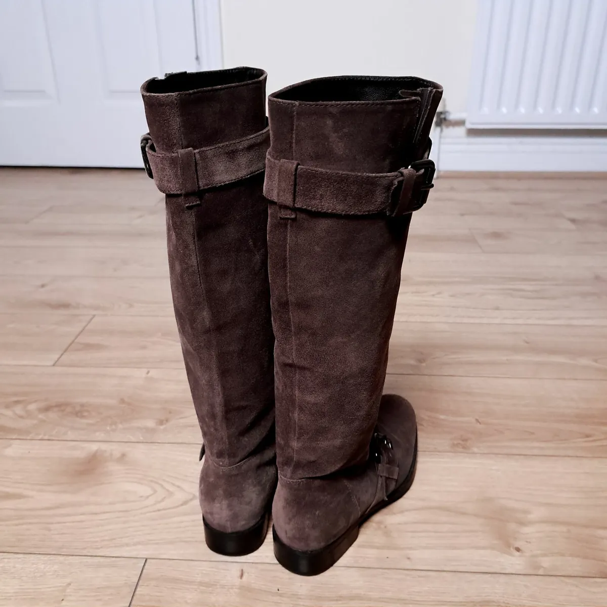 Tods Brown Knee High Suede Buckle Boots Size 36.5 - Image 4