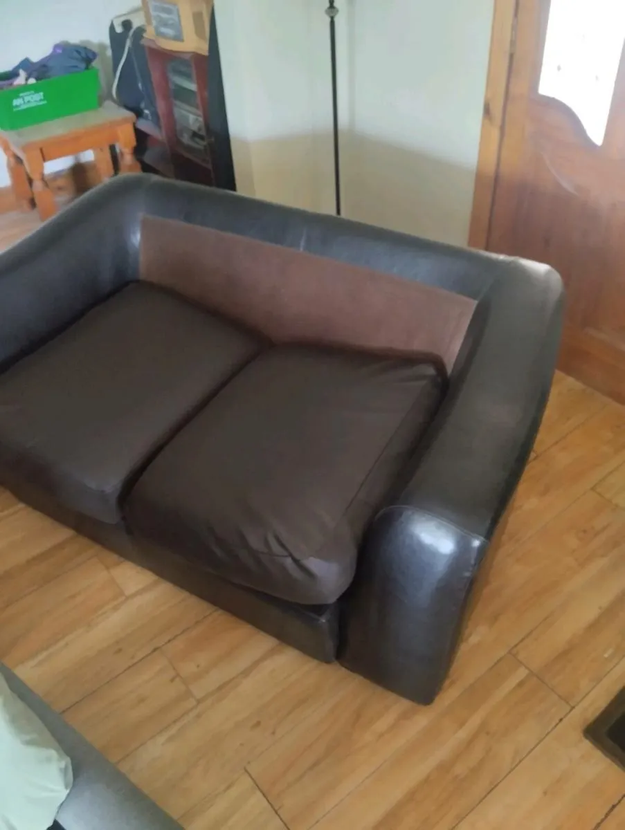 Leather couch two seater - Image 1