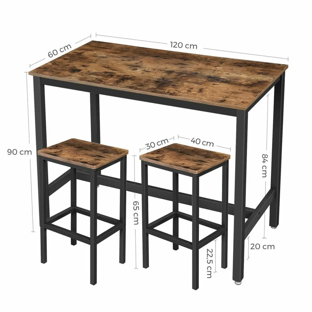 New Vintage Bar Table Set With 2 Stools- FREE P&P - Image 3
