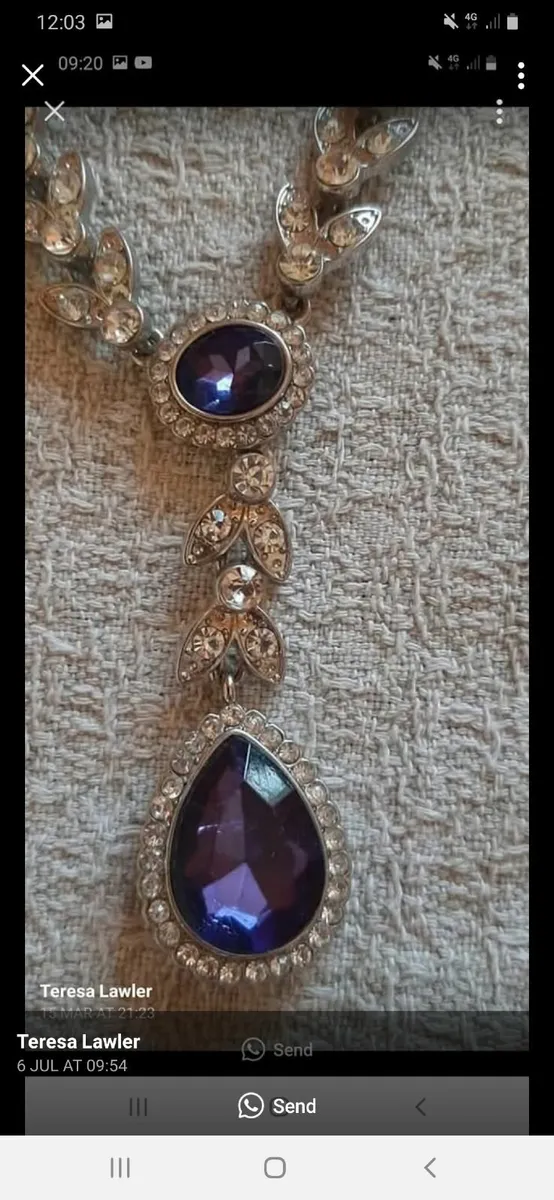 Fab diamanté and dark blue necklace & earrings - Image 3