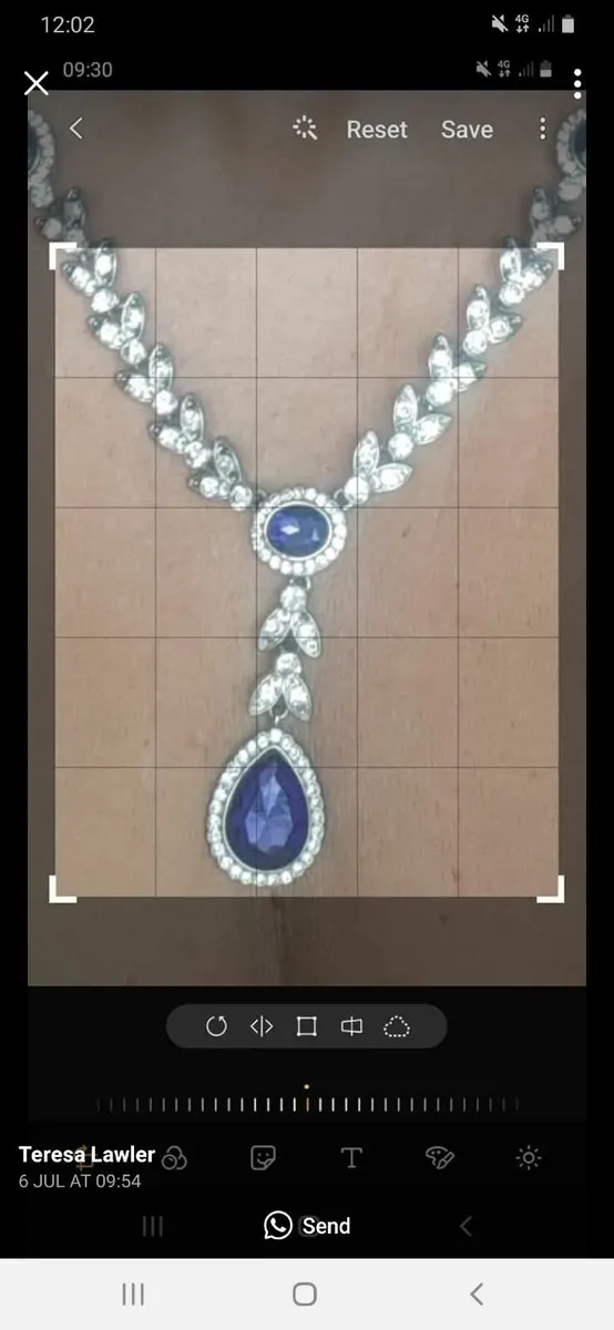 Fab diamanté and dark blue necklace & earrings - Image 4