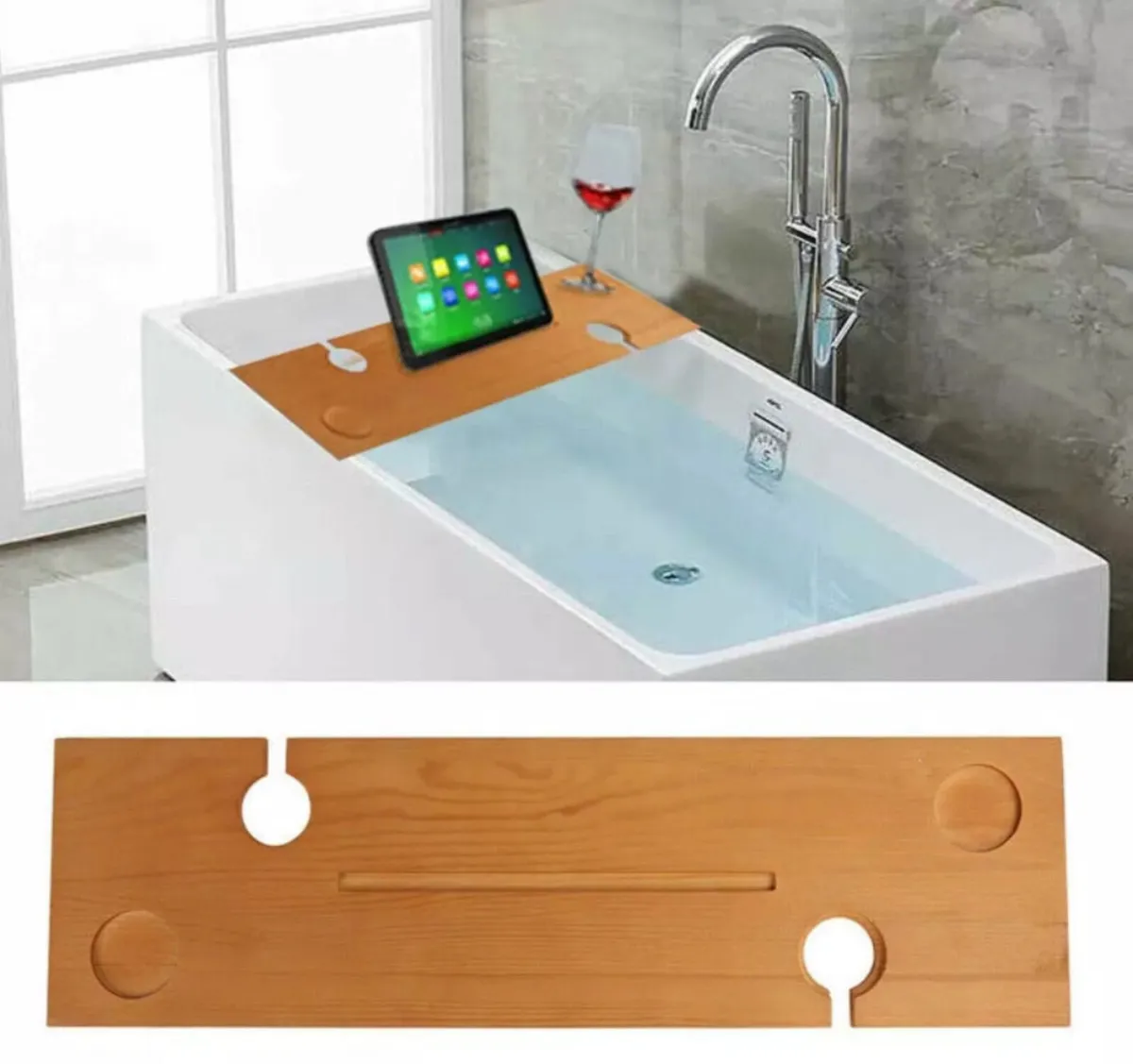 Wooden Bath Caddy Bath Board Tray NEW - Image 2