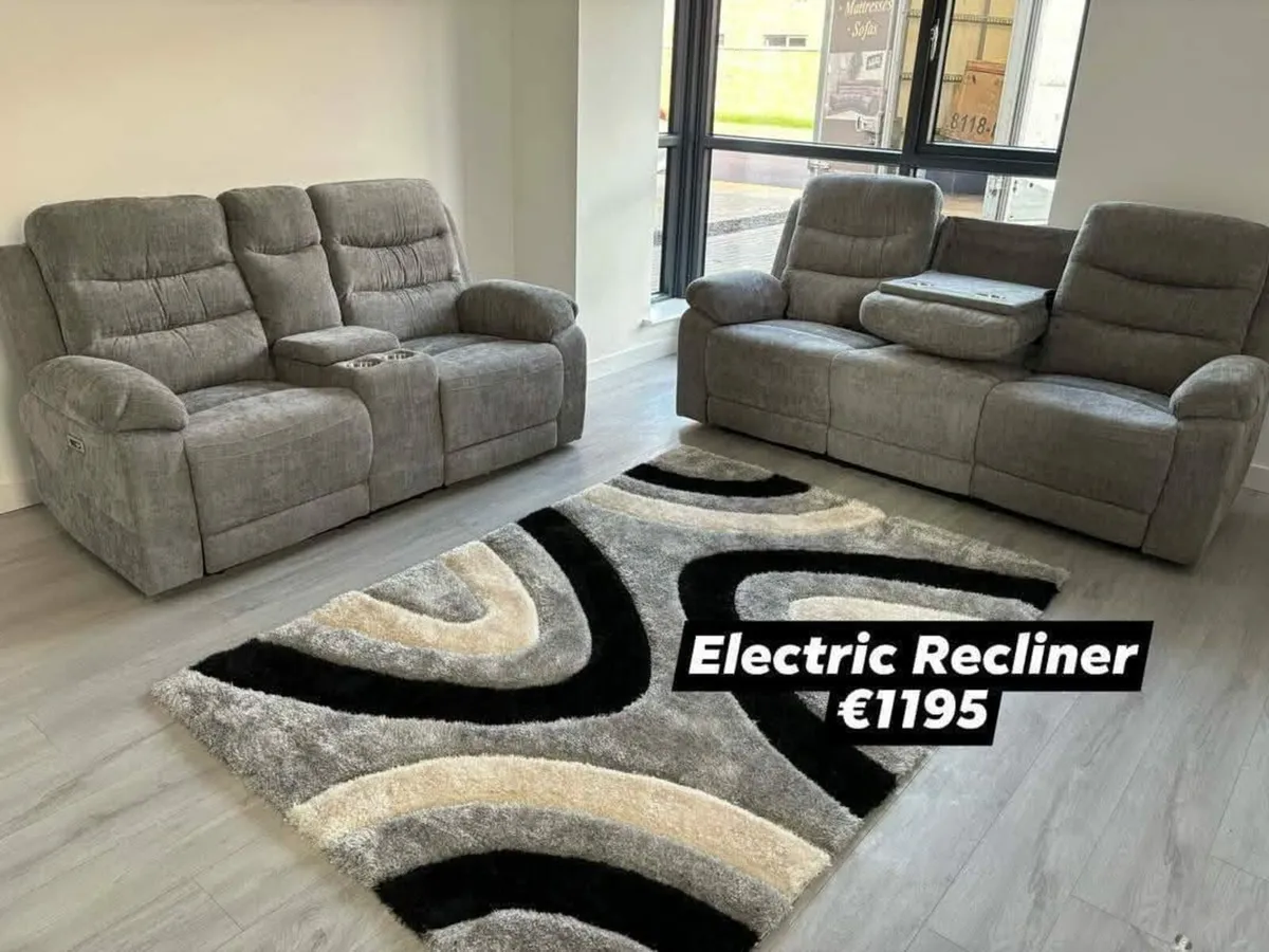 3+2 Grey Fabric power recliner sofa