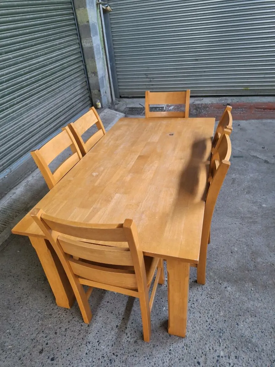 Heavy wooden table with 6 chairs (DELIVERY) - Image 2