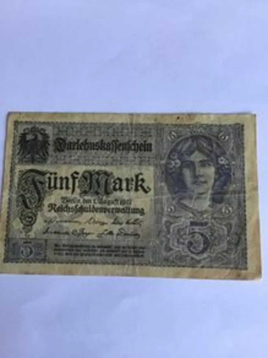 1917 German Banknote- Funf (5)  Mark