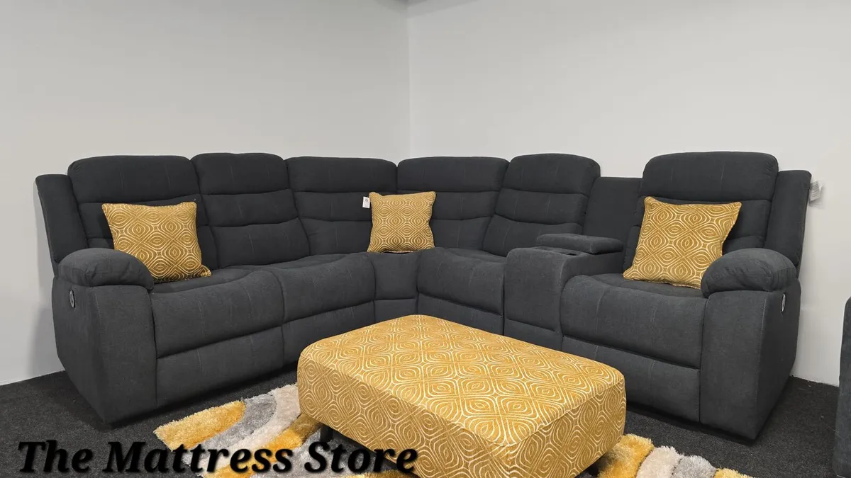 Sorrento Grey fabric Power recliner corner sofa