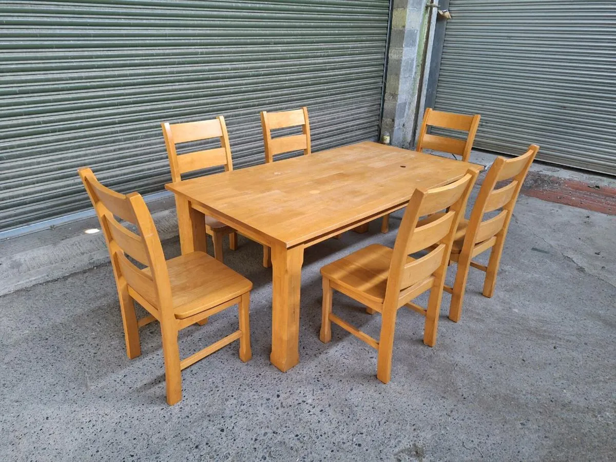 Heavy wooden table with 6 chairs (DELIVERY) - Image 1