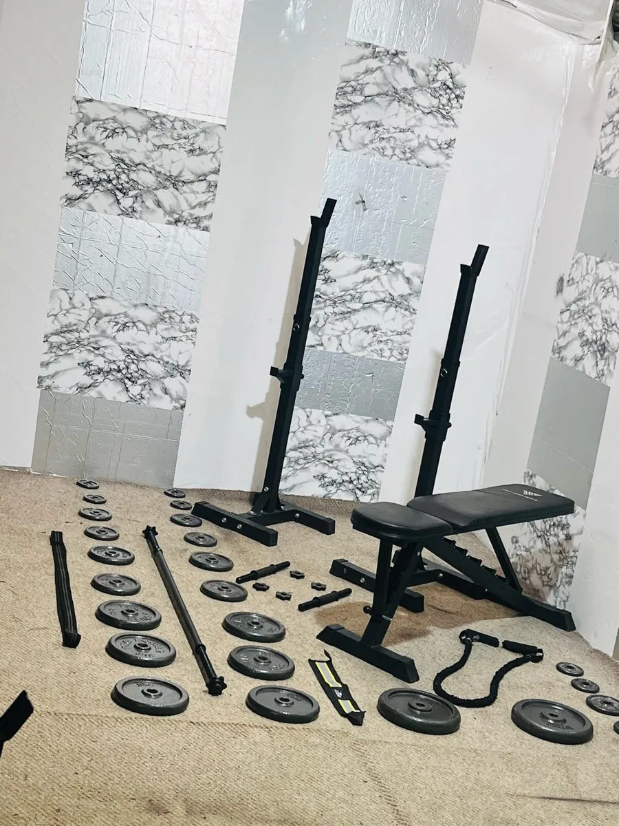Homegym steel weights barbell rack dumbbell bench - Image 1