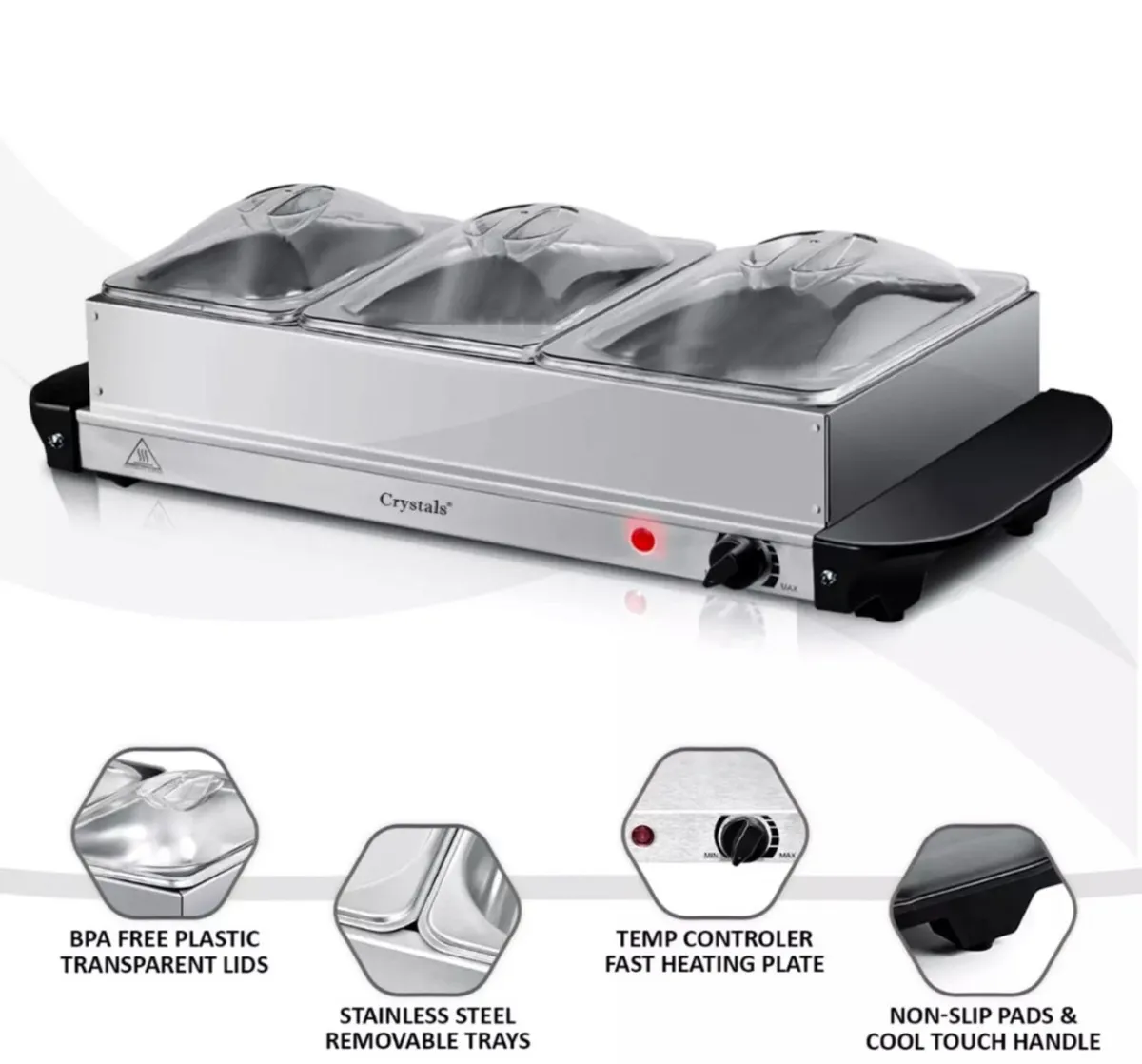 Electric Food Warmer Buffet Server 300w Hot Plate - Image 2