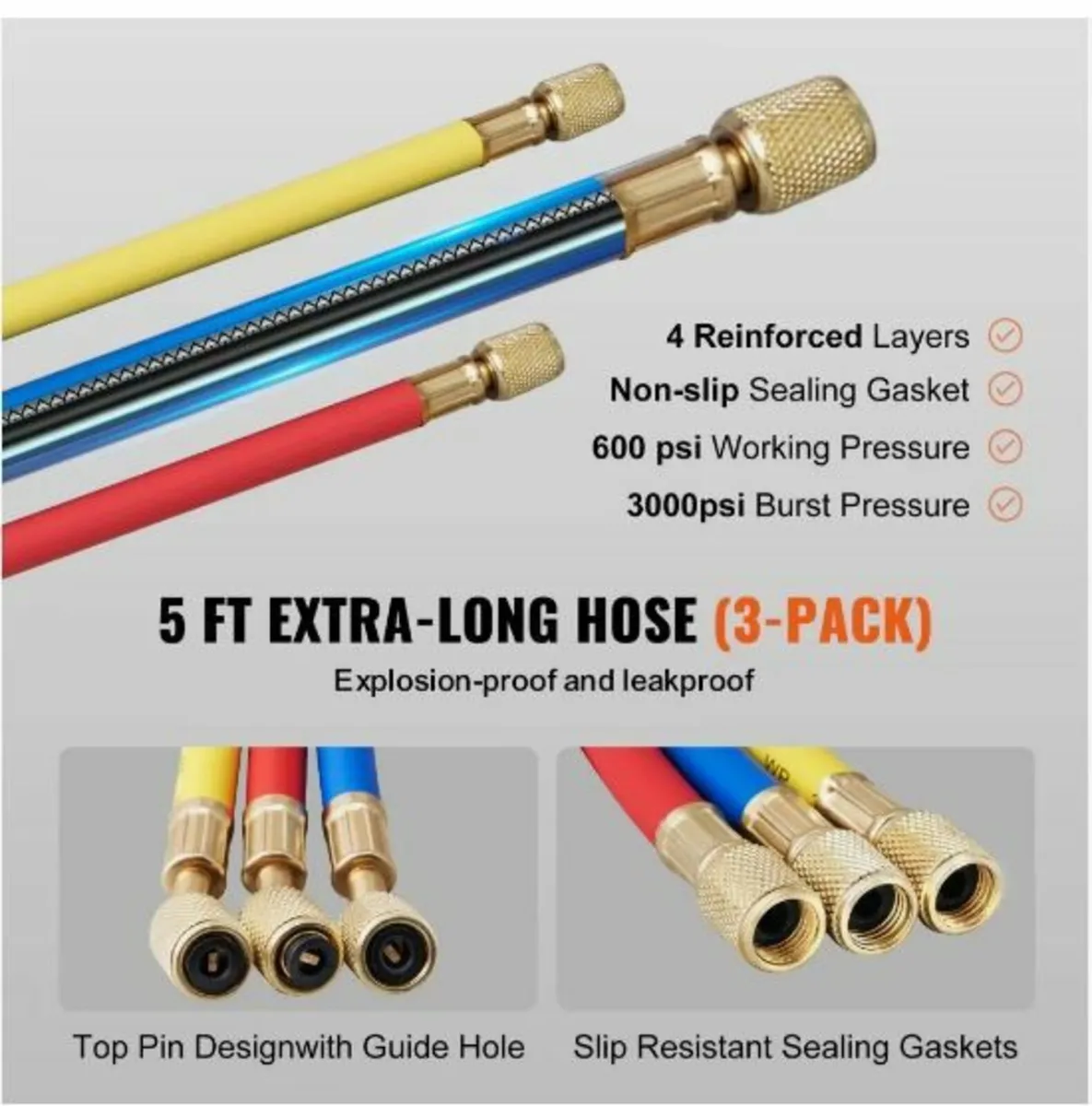 3-Way AC Diagnostic Manifold Gauge Set - Image 3