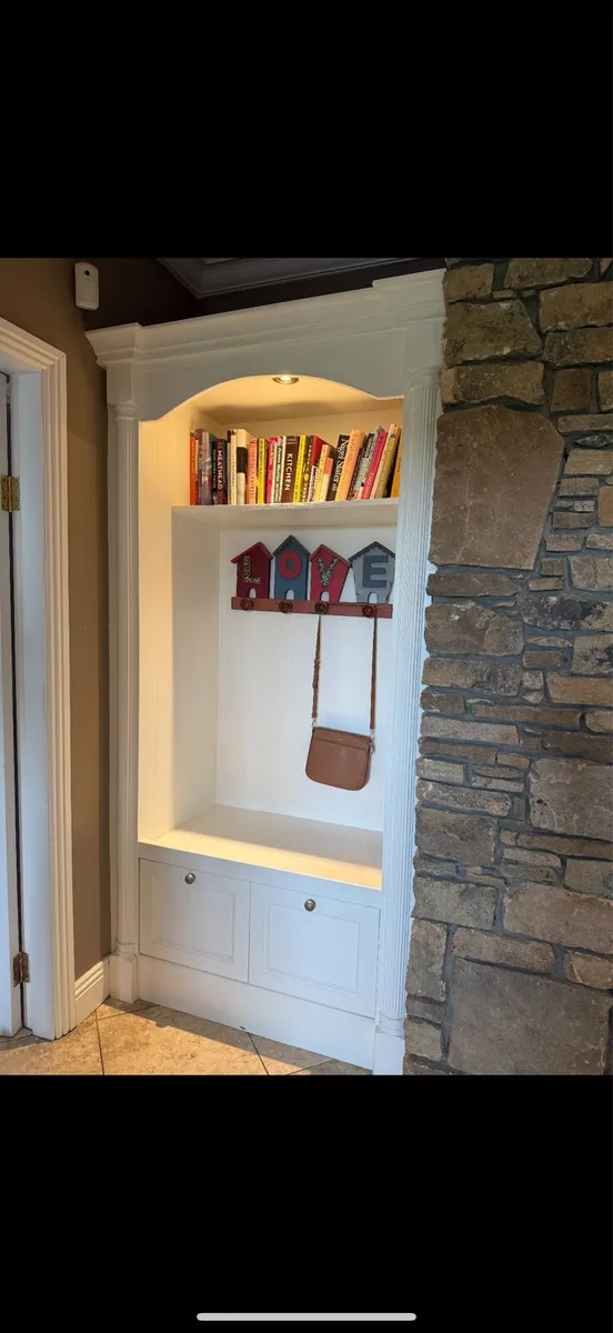 Painted Built-In Alcove Storage Unit with Lighting